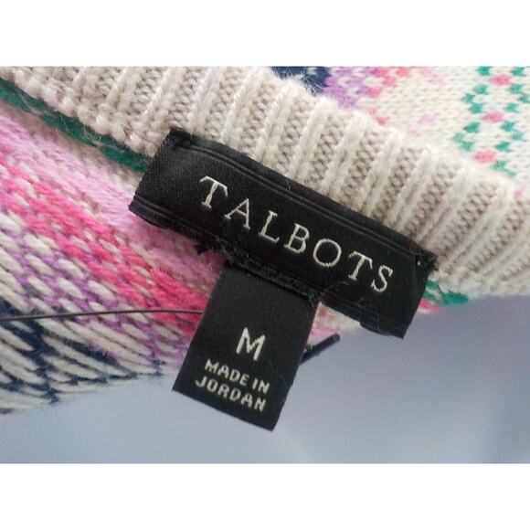 Talbots Knit Cardigan Sweater Women Medium Geometric Stripes Back Full Zip NWT - Picture 9 of 11